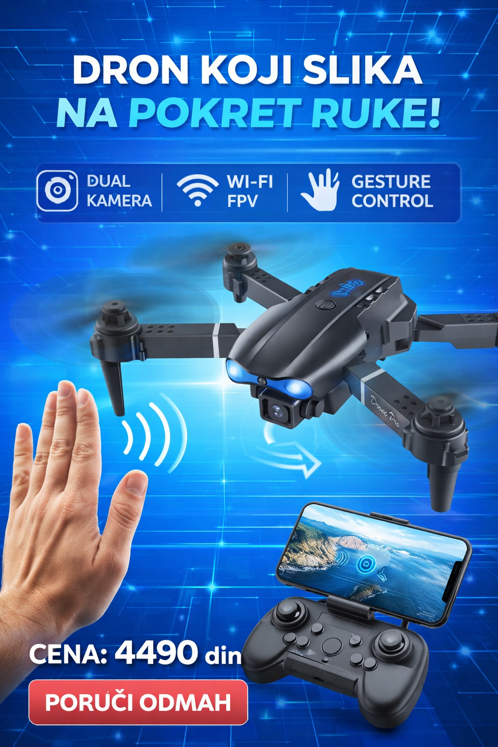 DRON SA GESTURE KONTROLOM I KAMEROM 🚁📸